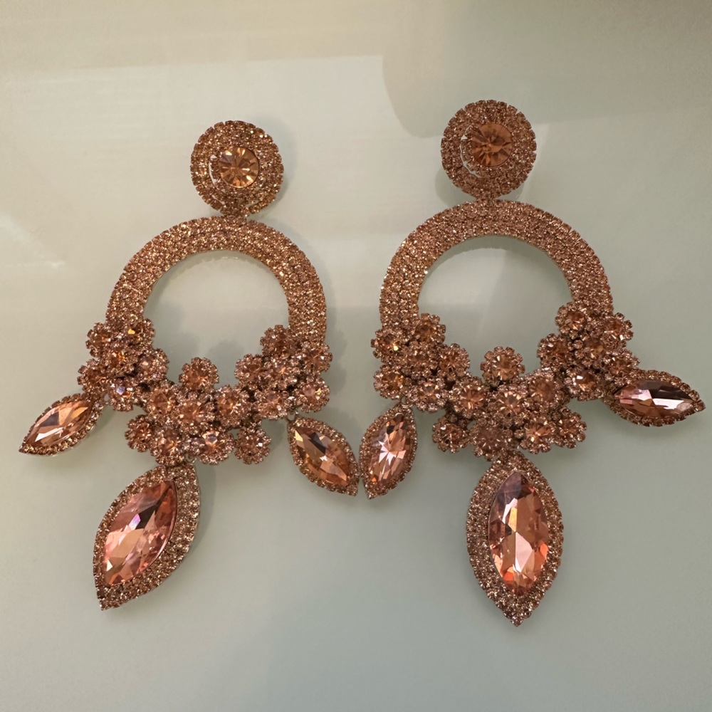 Peach Orange Statement / Chandelier earrings